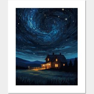 starry night sky Posters and Art